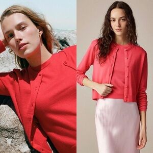 J. Crew Women's Vibrant Pink Button-Sweater and Sweater Vest